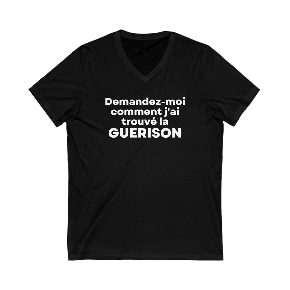 Guerison/Healing, Unisex Jersey Short Sleeve V-Neck Tee (FR CDN)