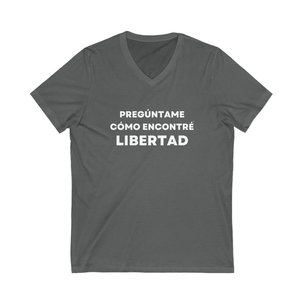 Libertad/Freedom, Unisex Jersey Short Sleeve V-Neck Tee (ES CDN)