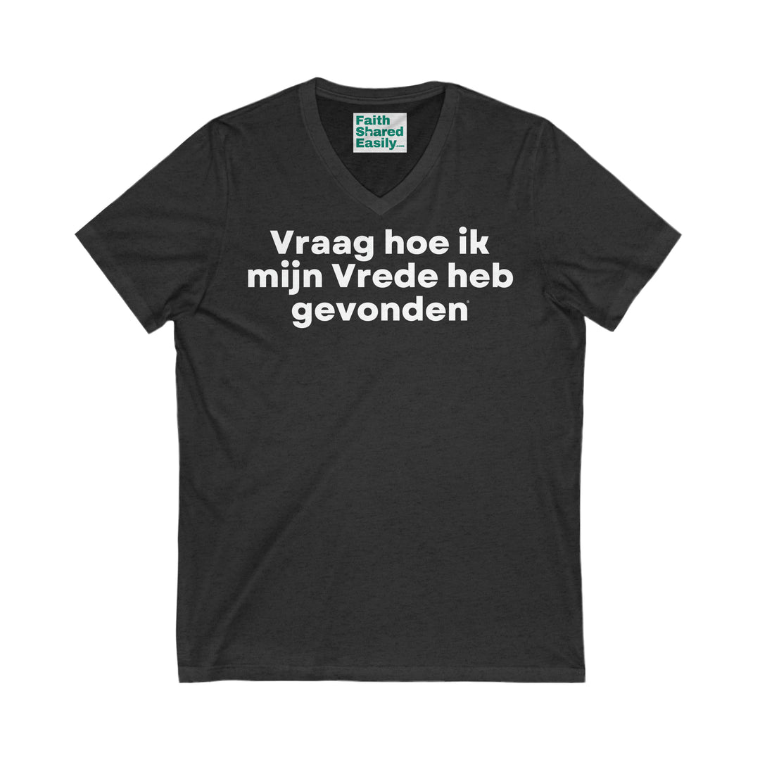 Vrede/Peace, Unisex Jersey Short Sleeve V-Neck Tee (NL EU)