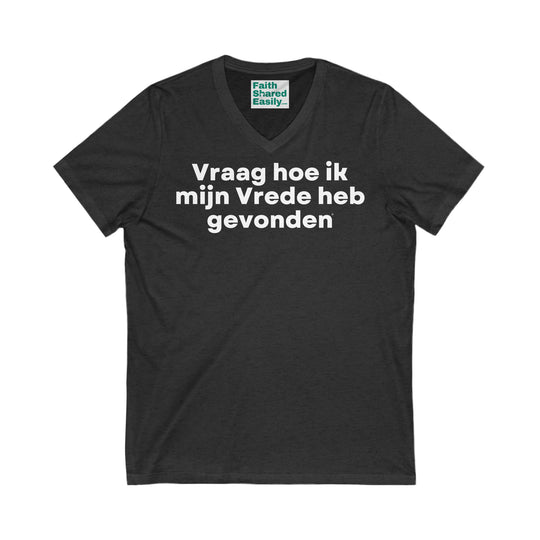 Vrede/Peace, Unisex Jersey Short Sleeve V-Neck Tee (NL EU)