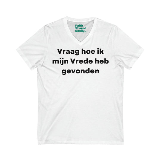 Vrede/Peace, Unisex Jersey Short Sleeve V-Neck Tee (NL EU)